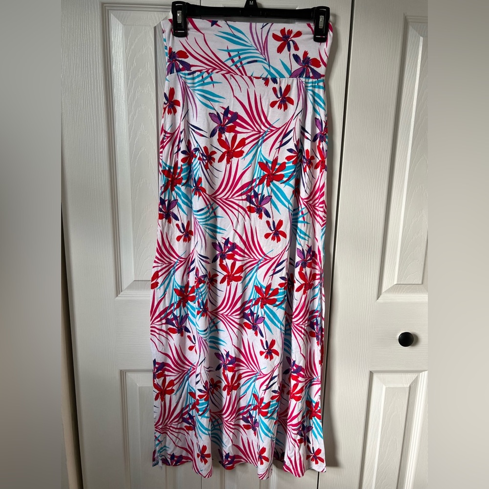 Tropical print maxi skirt